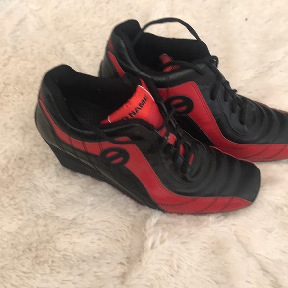 red high heel tennis shoes